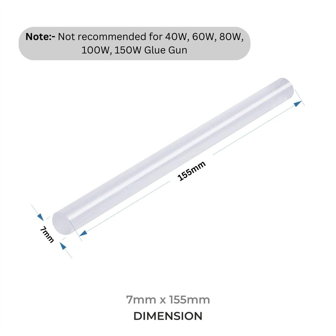 11mm / 7mm Glue Sticks for Hot Melt Glue Gun - Fixing Arts, crafts, & Home uses (Transparent - Single pc)