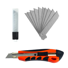 18mm Paper Cutter knife with self Lock System for Paper, Box, Thermocol & Home use [With 3 Replacement Blades]
