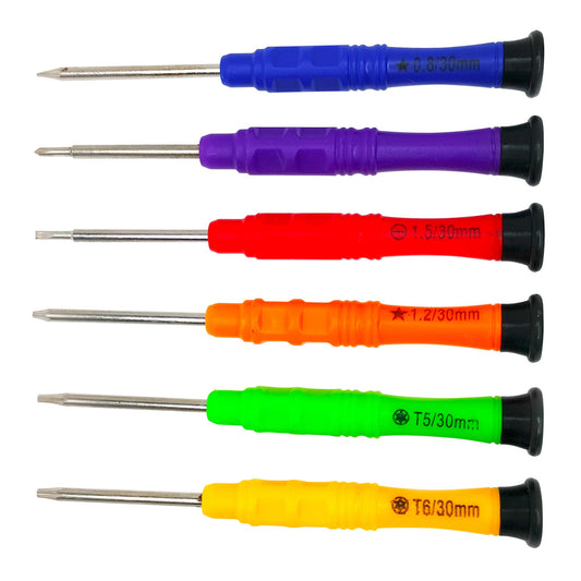 6 different All-in-1 Mobile Repairing Screwdriver Set. Compatible with Iphone, Samsung, Xiaomi & more