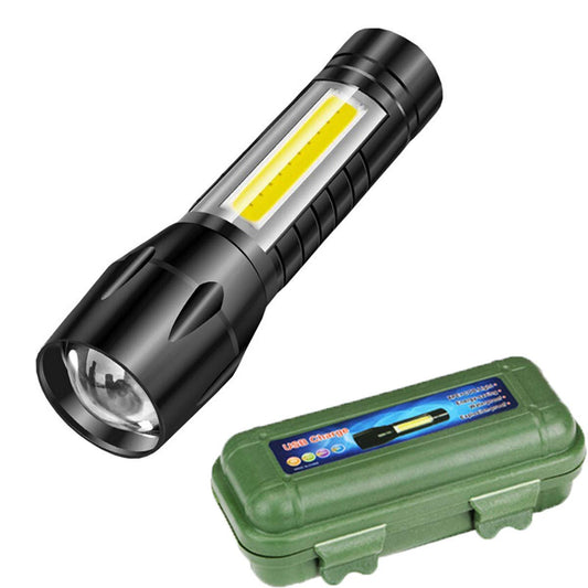 LED Flashlight | Rechargeable USB, Mini Torch Light with 3 Adjustable Modes