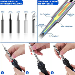 60W 220V Soldering Iron with FREE 5 Adjustable Iron Bits -  Electric Iron for Mobile Repairing, SMD Rework