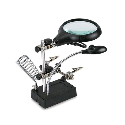 AC DC 5 LED Magnifier Glass with Clip for Repairing circuits.