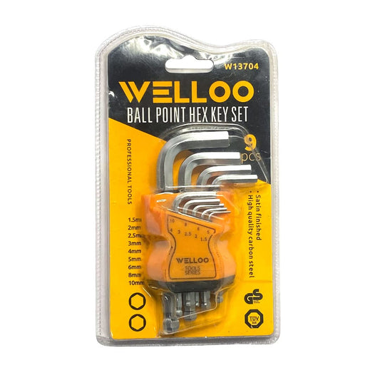 Welloo Ball Point Hex - 9Pcs Allen key set, Setin Finished CR-V for vehicles and machinery [W13704]