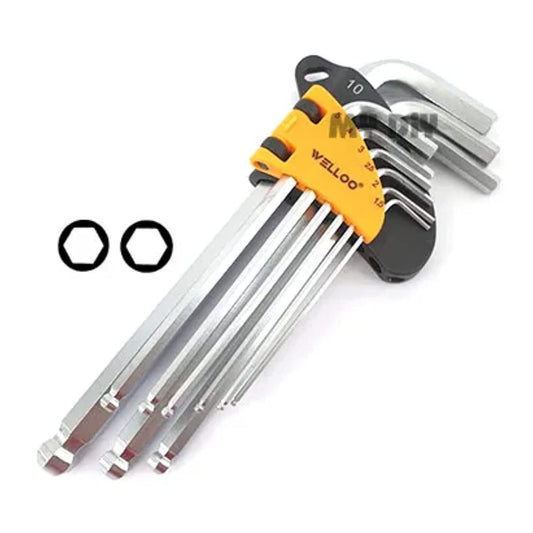 Welloo Ball Point Hex - 9Pcs Allen key set, Setin Finished CR-V for vehicles and machinery [HKB2009M]