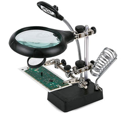 AC DC 5 LED Magnifier Glass with Clip for Repairing circuits.