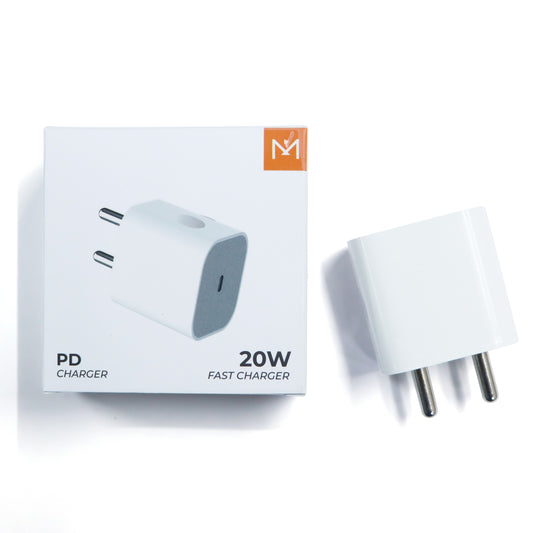 Mcare MXC-20 Type C Output Smart C Type Charging Adapter, Multi-Layer Protection, BIS Certified, Fast Charging Power Adaptor Without Cable for All iOS & Android Devices (White)