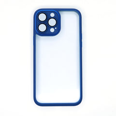 Back Cover for IPhone 13 Pro Max with Matte Edges (TPU + Poly Carbonate | Black/Dark Blue)