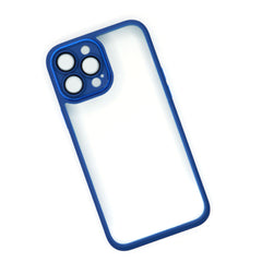 Back Cover for IPhone 13 Pro Max with Matte Edges (TPU + Poly Carbonate | Black/Dark Blue)