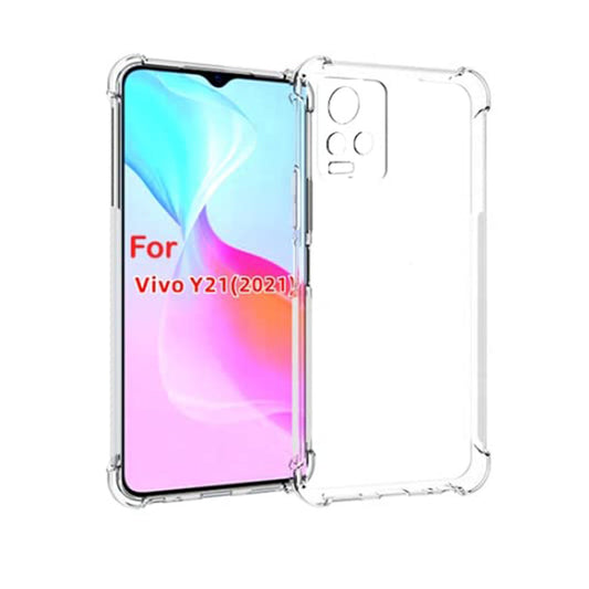 Back Cover For VIVO Y21, Ultra Hybrid Clear Camera Protection, TPU Case, Shockproof (Multicolor As Per Availability)