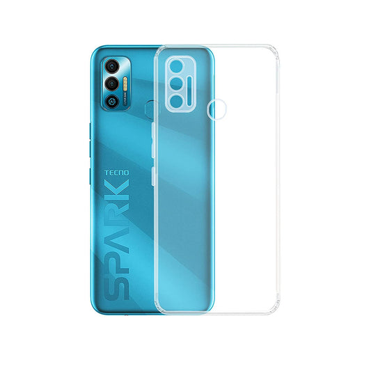 Back Cover For Tecno Spark 7, Ultra Hybrid Clear Camera Protection, TPU Case, Shockproof (Multicolor As Per Availability)
